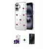 MARSİLYAN™- iPhone 16 Kılıf Yörünge Form - Siyah 3D Antistatik Hayalet Cam Ekran Koruyucu + Bilvis Titan Kamera Lens - YL