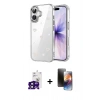 MARSİLYAN™- iPhone 16 Kılıf Yörünge Form - Siyah 3D Antistatik Mat Seramik Nano Ekran Koruyucu + Bilvis Titan Kamera Lens - SH