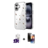 MARSİLYAN™- iPhone 16 Kılıf Yörünge Form - Siyah 3D Antistatik Mat Seramik Nano Ekran Koruyucu + Bilvis Titan Kamera Lens - SH