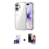 MARSİLYAN™- iPhone 16 Kılıf Yörünge Form - Siyah 3D Antistatik Mat Seramik Nano Ekran Koruyucu + Bilvis Titan Kamera Lens - GS