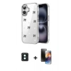 MARSİLYAN™- iPhone 16 Kılıf Yörünge Form - Siyah 3D Antistatik Mat Seramik Nano Ekran Koruyucu + PVD Metal Kamera Lens - YL