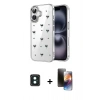 MARSİLYAN™- iPhone 16 Kılıf Yörünge Form - Siyah 3D Antistatik Mat Seramik Nano Ekran Koruyucu + PVD Metal Kamera Lens - YL