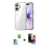 MARSİLYAN™- iPhone 16 Kılıf Yörünge Form - Siyah 3D Antistatik Mat Seramik Nano Ekran Koruyucu + Raze Metal Kamera Lens - LT