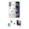 MARSİLYAN™- iPhone 16 Kılıf Yörünge Form - Siyah 3D Antistatik Mat Seramik Nano Ekran Koruyucu + Raze Metal Kamera Lens - LT