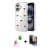 MARSİLYAN™- iPhone 16 Kılıf Yörünge Form - Siyah 3D Antistatik Mat Seramik Nano Ekran Koruyucu + Raze Metal Kamera Lens - PE