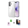 MARSİLYAN™- iPhone 16 Kılıf Yörünge Form - Siyah 3D Antistatik Mat Seramik Nano Ekran Koruyucu + Raze Metal Kamera Lens - PE