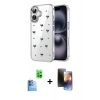 MARSİLYAN™- iPhone 16 Kılıf Yörünge Form - Siyah 3D Antistatik Mat Seramik Nano Ekran Koruyucu + Raze Metal Kamera Lens - LT