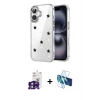 MARSİLYAN™- iPhone 16 Kılıf Yörünge Form - Siyah 3D Antistatik Seramik Nano Ekran Koruyucu + Bilvis Titan Kamera Lens - YL