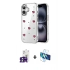 MARSİLYAN™- iPhone 16 Kılıf Yörünge Form - Siyah 3D Antistatik Seramik Nano Ekran Koruyucu + Bilvis Titan Kamera Lens - YL