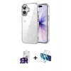 MARSİLYAN™- iPhone 16 Kılıf Yörünge Form - Siyah 3D Antistatik Seramik Nano Ekran Koruyucu + Bilvis Titan Kamera Lens - YL