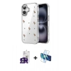 MARSİLYAN™- iPhone 16 Kılıf Yörünge Form - Siyah 3D Antistatik Seramik Nano Ekran Koruyucu + Bilvis Titan Kamera Lens - YL