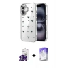 MARSİLYAN™- iPhone 16 Kılıf Yörünge Form - Siyah Bilvis 5in1 3D Magic Cam Ekran Koruyucu + Bilvis Titan Kamera Lens - YL