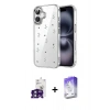 MARSİLYAN™- iPhone 16 Kılıf Yörünge Form - Siyah Bilvis 5in1 3D Magic Cam Ekran Koruyucu + Bilvis Titan Kamera Lens - YL