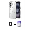 MARSİLYAN™- iPhone 16 Kılıf Yörünge Form - Siyah Bilvis 5in1 3D Magic Cam Ekran Koruyucu + PVD Metal Kamera Lens - PE