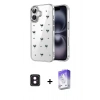 MARSİLYAN™- iPhone 16 Kılıf Yörünge Form - Siyah Bilvis 5in1 3D Magic Cam Ekran Koruyucu + PVD Metal Kamera Lens - PE