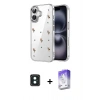 MARSİLYAN™- iPhone 16 Kılıf Yörünge Form - Siyah Bilvis 5in1 3D Magic Cam Ekran Koruyucu + PVD Metal Kamera Lens - YL