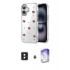 MARSİLYAN™- iPhone 16 Kılıf Yörünge Form - Siyah Bilvis 5in1 3D Magic Cam Ekran Koruyucu + PVD Metal Kamera Lens - YL