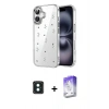 MARSİLYAN™- iPhone 16 Kılıf Yörünge Form - Siyah Bilvis 5in1 3D Magic Cam Ekran Koruyucu + PVD Metal Kamera Lens - YL