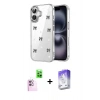 MARSİLYAN™- iPhone 16 Kılıf Yörünge Form - Siyah Bilvis 5in1 3D Magic Cam Ekran Koruyucu + Raze Metal Kamera Lens - PE