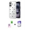 MARSİLYAN™- iPhone 16 Kılıf Yörünge Form - Siyah Bilvis 5in1 3D Magic Cam Ekran Koruyucu + Raze Metal Kamera Lens - PE