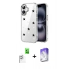 MARSİLYAN™- iPhone 16 Kılıf Yörünge Form - Siyah Bilvis 5in1 3D Magic Cam Ekran Koruyucu + Raze Metal Kamera Lens - BZ