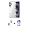 MARSİLYAN™- iPhone 16 Kılıf Yörünge Form - Siyah Bilvis 5in1 3D Magic Cam Ekran Koruyucu + Raze Metal Kamera Lens - PE