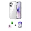 MARSİLYAN™- iPhone 16 Kılıf Yörünge Form - Siyah Bilvis 5in1 3D Magic Cam Ekran Koruyucu + Raze Metal Kamera Lens - PE