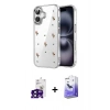 MARSİLYAN™- iPhone 16 Kılıf Yörünge Form - Siyah Bilvis 5in1 5D Magic Hayalet Cam Ekran Koruyucu + Bilvis Titan Kamera Lens - SH