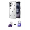 MARSİLYAN™- iPhone 16 Kılıf Yörünge Form - Siyah Bilvis 5in1 5D Magic Hayalet Cam Ekran Koruyucu + Bilvis Titan Kamera Lens - SH