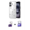 MARSİLYAN™- iPhone 16 Kılıf Yörünge Form - Siyah Bilvis 5in1 5D Magic Hayalet Cam Ekran Koruyucu + Bilvis Titan Kamera Lens - SH