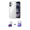 MARSİLYAN™- iPhone 16 Kılıf Yörünge Form - Siyah Bilvis 5in1 5D Magic Hayalet Cam Ekran Koruyucu + Bilvis Titan Kamera Lens - SH