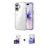 MARSİLYAN™- iPhone 16 Kılıf Yörünge Form - Siyah Bilvis 5in1 5D Magic Hayalet Cam Ekran Koruyucu + Bilvis Titan Kamera Lens - SH