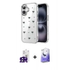 MARSİLYAN™- iPhone 16 Kılıf Yörünge Form - Siyah Bilvis 5in1 5D Magic Hayalet Cam Ekran Koruyucu + Bilvis Titan Kamera Lens - SH