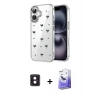 MARSİLYAN™- iPhone 16 Kılıf Yörünge Form - Siyah Bilvis 5in1 5D Magic Hayalet Cam Ekran Koruyucu + PVD Metal Kamera Lens - PE