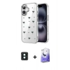 MARSİLYAN™- iPhone 16 Kılıf Yörünge Form - Siyah Bilvis 5in1 5D Magic Hayalet Cam Ekran Koruyucu + PVD Metal Kamera Lens - YL