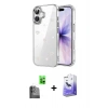 MARSİLYAN™- iPhone 16 Kılıf Yörünge Form - Siyah Bilvis 5in1 5D Magic Hayalet Cam Ekran Koruyucu + Raze Metal Kamera Lens - SH