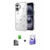 MARSİLYAN™- iPhone 16 Kılıf Yörünge Form - Siyah Bilvis 5in1 5D Magic Hayalet Cam Ekran Koruyucu + Raze Metal Kamera Lens - SH