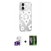 MARSİLYAN™- iPhone 16 Kılıf Yörünge Işık Prime - Şeffaf 360 Full Body Arka Koruyucu + Bilvis Titan Kamera Lens - PE