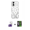 MARSİLYAN™- iPhone 16 Kılıf Yörünge Işık Prime - Şeffaf 360 Full Body Arka Koruyucu + Bilvis Titan Kamera Lens - GS