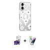 MARSİLYAN™- iPhone 16 Kılıf Yörünge Işık Prime - Şeffaf Pasifik Cam Ekran Koruyucu + Bilvis Titan Kamera Lens - SH