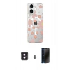 MARSİLYAN™- iPhone 16 Kılıf Yörünge Işık Prime - Siyah 3D Antistatik Hayalet Cam Ekran Koruyucu + PVD Metal Kamera Lens - PE