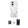 MARSİLYAN™- iPhone 16 Kılıf Yörünge Işık Prime - Siyah 3D Antistatik Hayalet Cam Ekran Koruyucu + PVD Metal Kamera Lens - YL