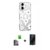 MARSİLYAN™- iPhone 16 Kılıf Yörünge Işık Prime - Siyah 3D Antistatik Hayalet Cam Ekran Koruyucu + Raze Metal Kamera Lens - SH