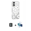 MARSİLYAN™- iPhone 16 Kılıf Yörünge Işık Prime - Siyah 3D Antistatik Seramik Nano Ekran Koruyucu + PVD Metal Kamera Lens - YL