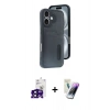 MARSİLYAN™- iPhone 16 Kılıf Yörünge Işık Serisi - Şeffaf Pasifik Cam Ekran Koruyucu + Bilvis Titan Kamera Lens - SH