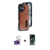 MARSİLYAN™- iPhone 16 Kılıf Yörünge Işık Serisi - Siyah 360 Mat Full Body Arka Koruyucu + Bilvis Titan Kamera Lens - PE