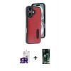 MARSİLYAN™- iPhone 16 Kılıf Yörünge Işık Serisi - Siyah 360 Mat Full Body Arka Koruyucu + Bilvis Titan Kamera Lens - PE