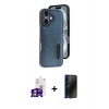 MARSİLYAN™- iPhone 16 Kılıf Yörünge Işık Serisi - Siyah 3D Antistatik Hayalet Cam Ekran Koruyucu + Bilvis Titan Kamera Lens - GS