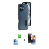 MARSİLYAN™- iPhone 16 Kılıf Yörünge Işık Serisi - Siyah 3D Antistatik Mat Seramik Nano Ekran Koruyucu + Raze Metal Kamera Lens - LT