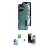 MARSİLYAN™- iPhone 16 Kılıf Yörünge Işık Serisi - Siyah 3D Antistatik Mat Seramik Nano Ekran Koruyucu + Raze Metal Kamera Lens - LT